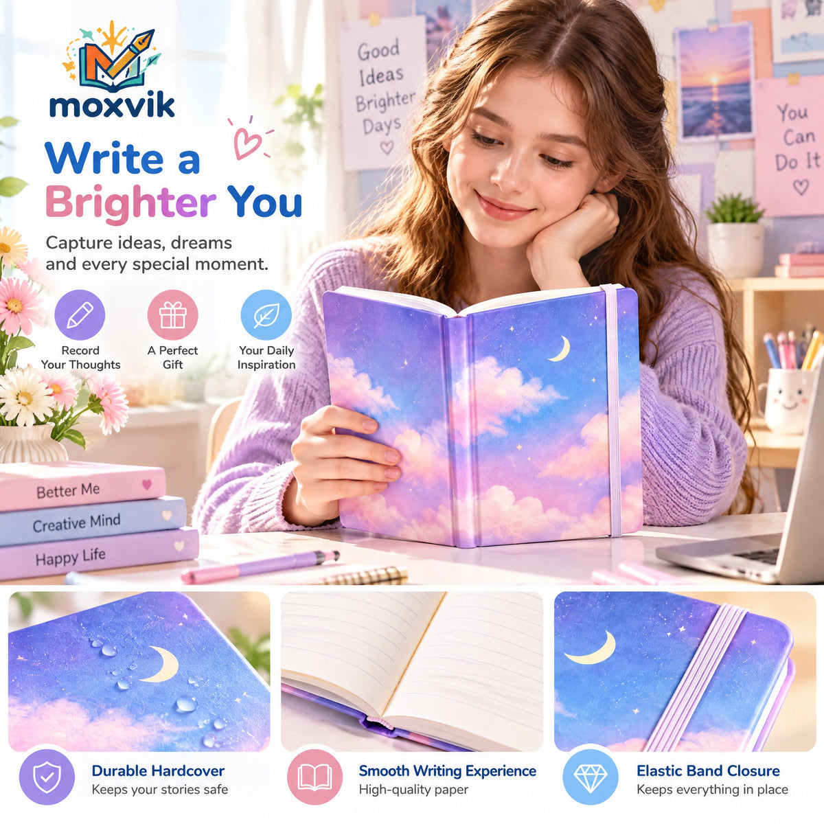 Moxvik Pastel Sky Hardcover Notebook, view 2