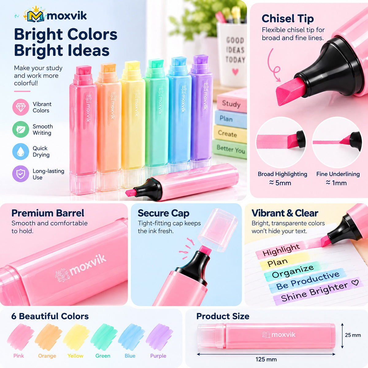 Moxvik Pastel Color Marker Set, view 4