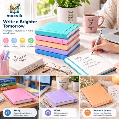 Moxvik Pastel Color-Block Notebook Set, view 2