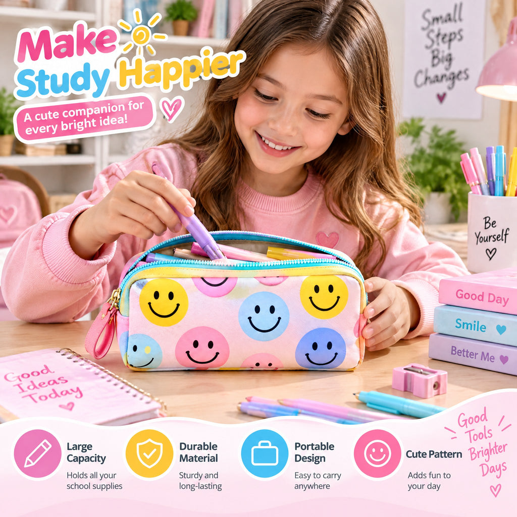 Moxvik Smiley Face Pencil Pouch, view 2