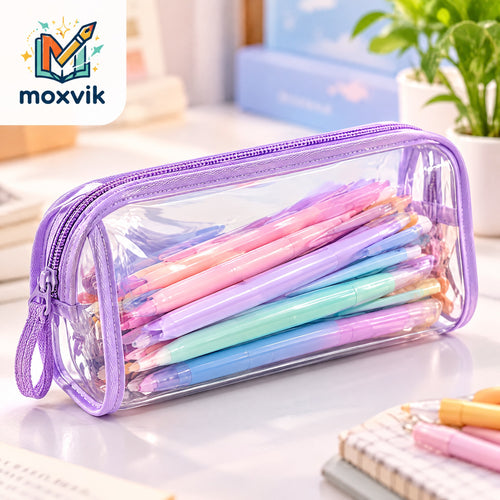 Moxvik Clear Purple Zipper Pencil Pouch, view 1