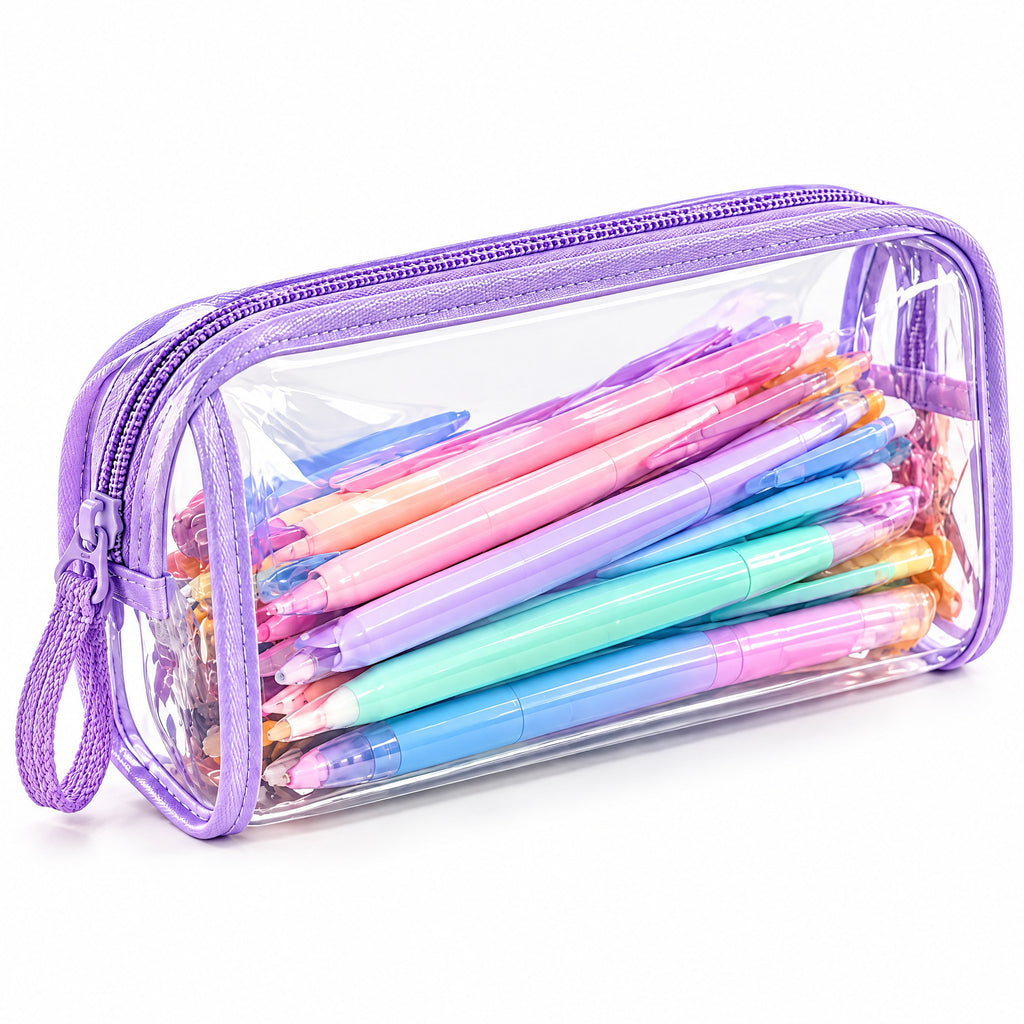 Moxvik Clear Purple Zipper Pencil Pouch, view 5