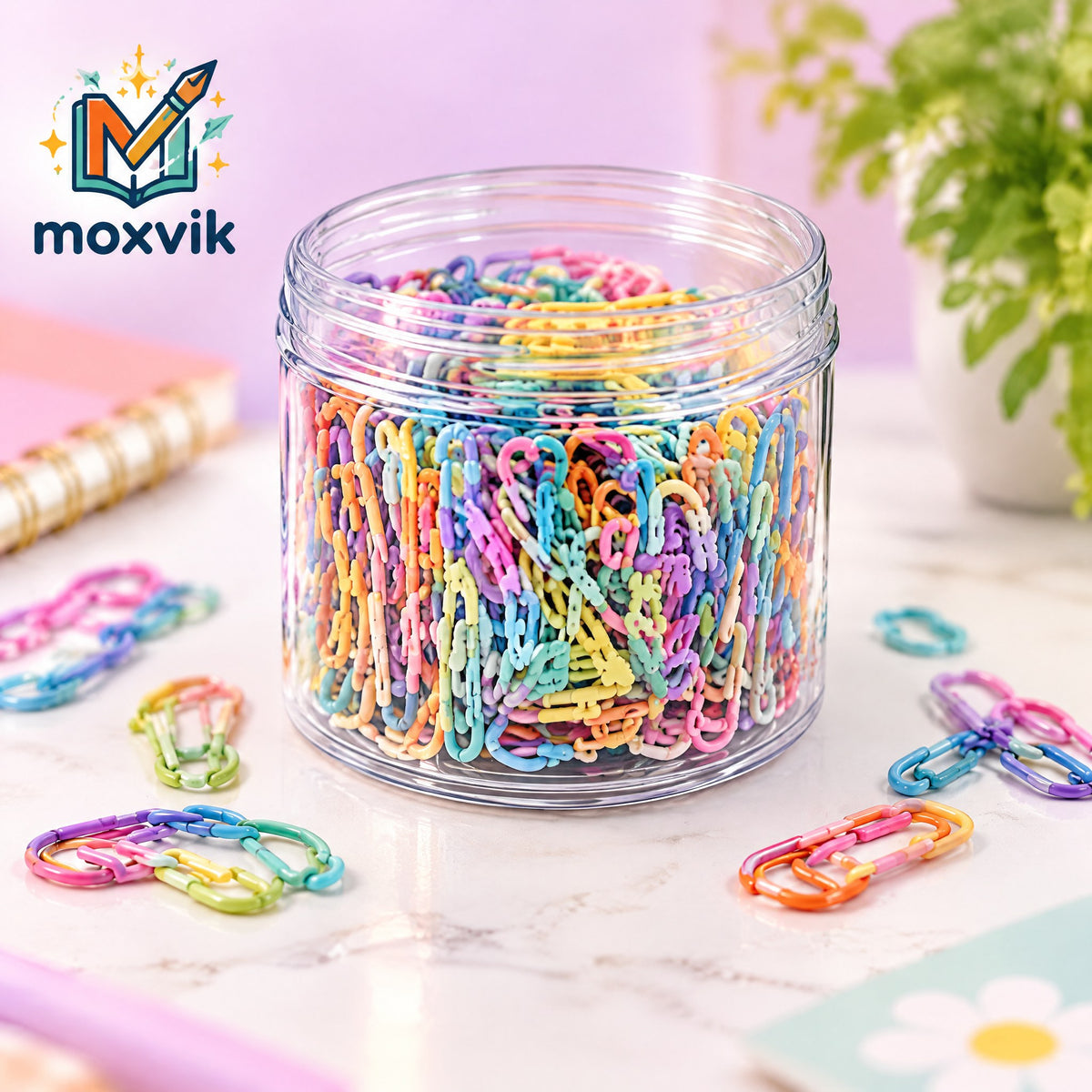 Moxvik Rainbow Paper Clip Jar, view 1