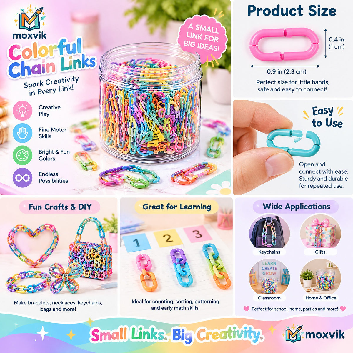 Moxvik Rainbow Paper Clip Jar, view 3