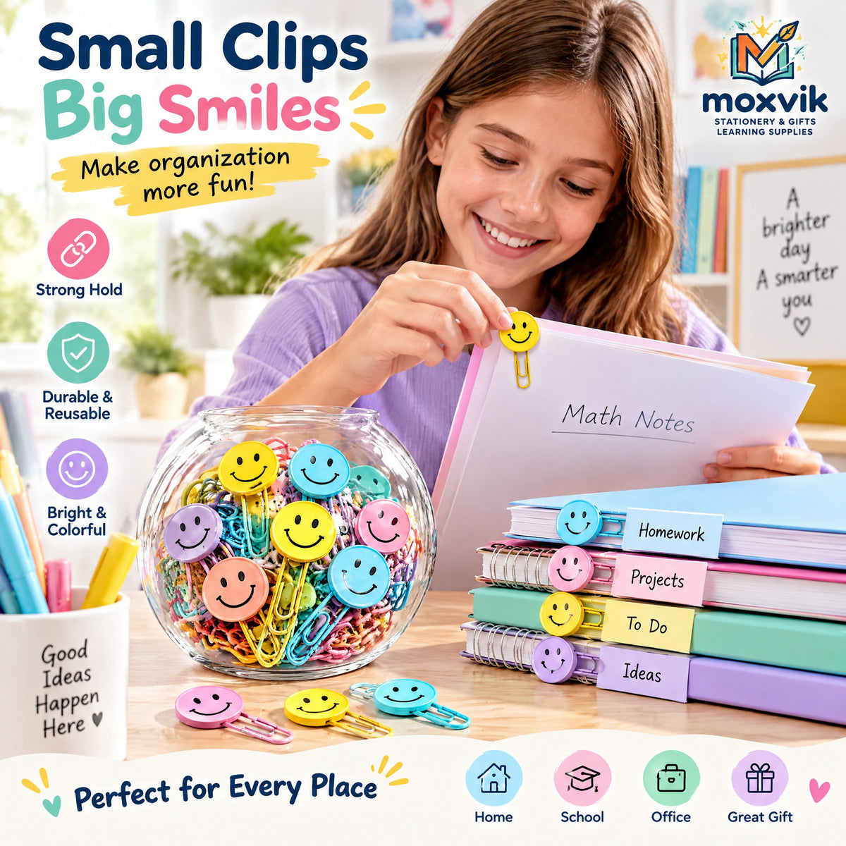 Moxvik Smiley Face Paper Clip Set, view 2