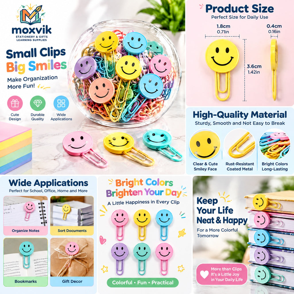 Moxvik Smiley Face Paper Clip Set, view 3