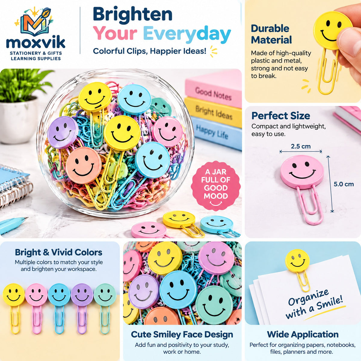 Moxvik Smiley Face Paper Clip Set, view 4
