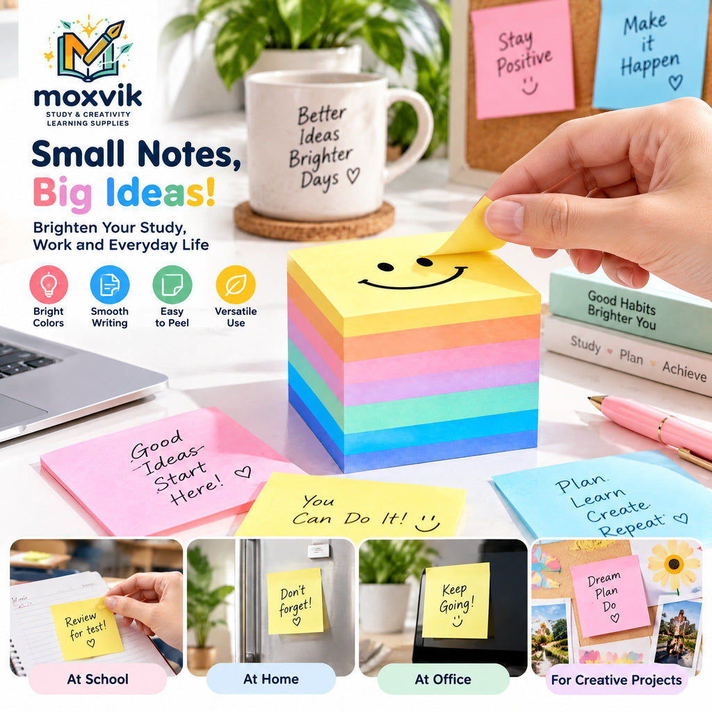 Moxvik Smiley Face Pastel Sticky Notes Set, view 2